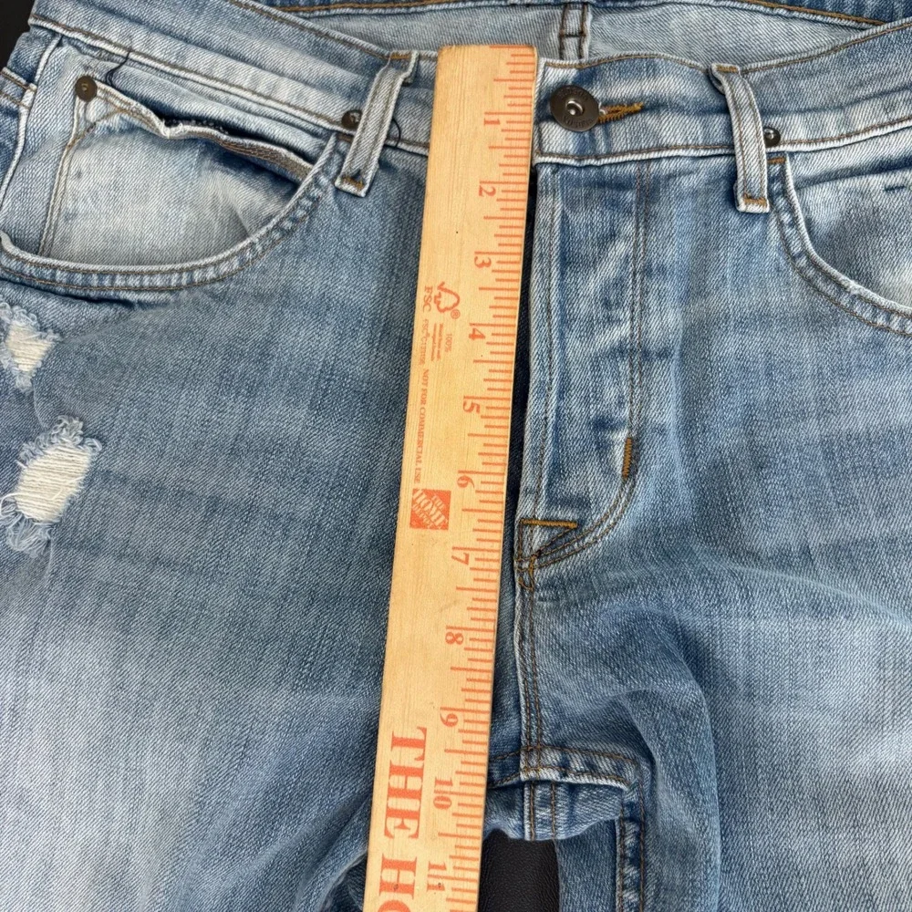 Hudson Byron Straight Leg Jeans Mens Size 32 Distressed Light Wash Button Fly